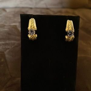 Two tone silver earrings